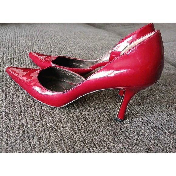 Anne Klein Womens 6.5 Dark Ruby Red Pointed toe D'orsay Stiletto Heels Classic - Picture 4 of 7